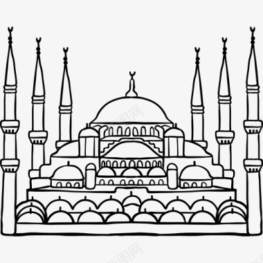 蓝色清真寺世界纪念碑2黑色图标图标