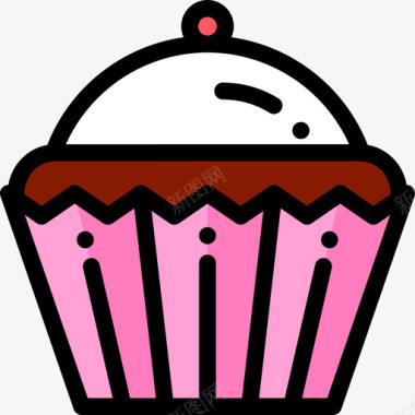 纸杯蛋糕糖果和糖果原色图标图标