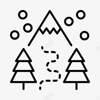 冬天阿尔卑斯山圣诞节图标图标
