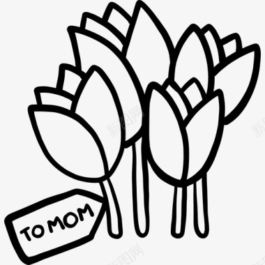 郁金香母亲节11黑色图标图标
