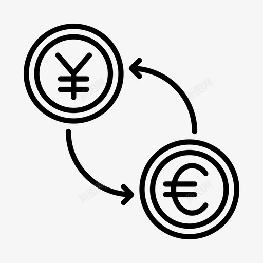 兑换货币银行欧元图标svg_新图网 https://ixintu.com 业务图标 兑换货币 日元 欧元 银行