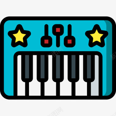 钢琴玩具12线性颜色图标图标
