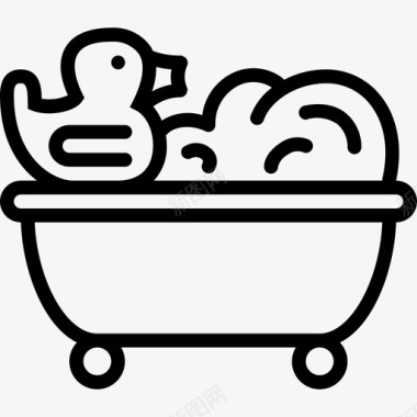 浴缸浴室物品2线性图标图标