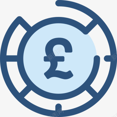 英镑货币元素2蓝色图标图标