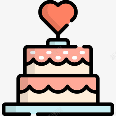 蛋糕情人节20线性颜色图标图标