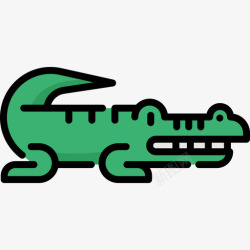 短吻鳄短吻鳄澳大利亚4线形颜色图标高清图片