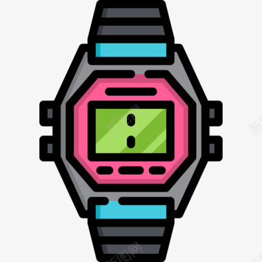 腕表80年代6线性颜色图标图标