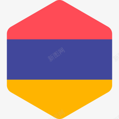 亚美尼亚国际国旗2六边形图标图标