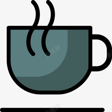 咖啡杯咖啡和早餐3线性颜色图标图标