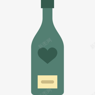 酒瓶浪漫生活方式7扁平图标图标