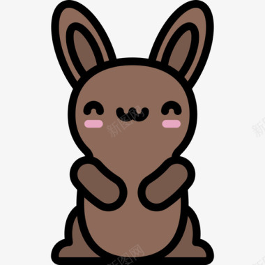 巧克力兔卡瓦伊糖果线性颜色图标图标