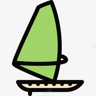 风帆运动装备4彩色图标图标