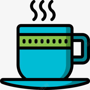 咖啡杯厨房用品线性颜色图标图标