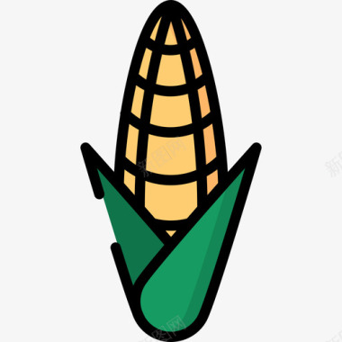 玉米野餐6线形颜色图标图标