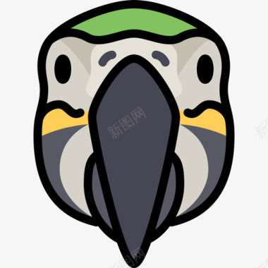 鹦鹉动物25线性颜色图标图标