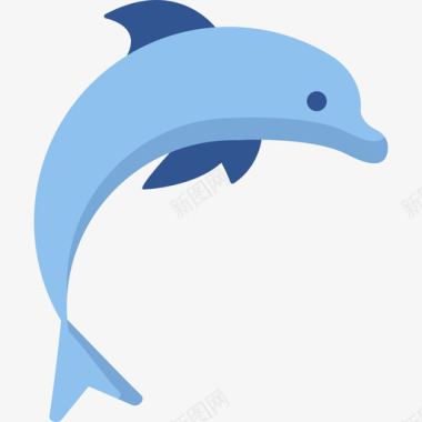 海豚自然7平坦图标图标