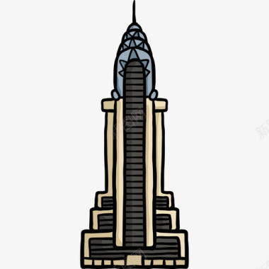 克莱斯勒大厦世界纪念碑色彩图标图标