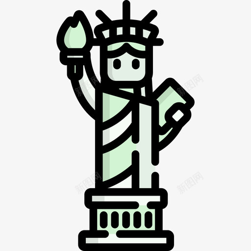 自由女神像美国4线性颜色图标svg_新图网 https://ixintu.com 线性颜色 美国4 自由女神像