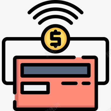 信用卡网络安全2线性颜色图标图标