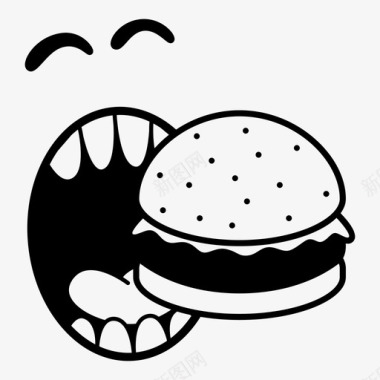 吃汉堡包狼吞虎咽快餐图标图标
