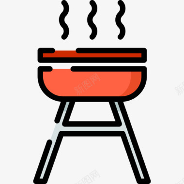烧烤野餐6线性颜色图标图标