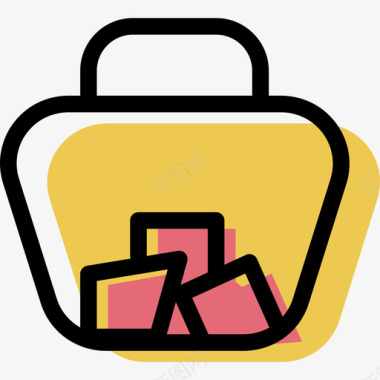 购物篮购物和电子商务套装颜色图标图标