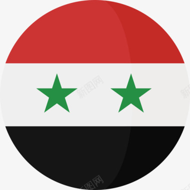 叙利亚国旗3圆圈平图标图标