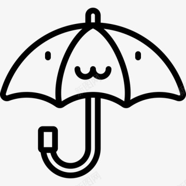 雨伞天气77直线型图标图标