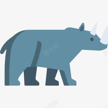 犀牛动物27扁平图标图标