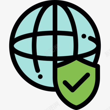 全球网络安全2线性颜色图标图标