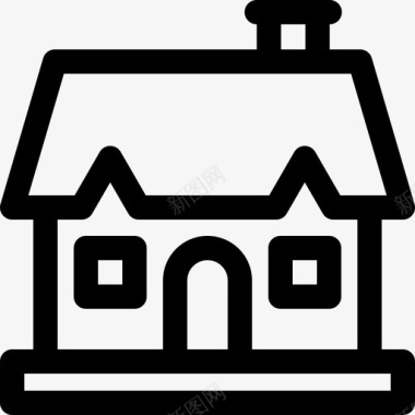 农舍房屋类型9线性图标图标