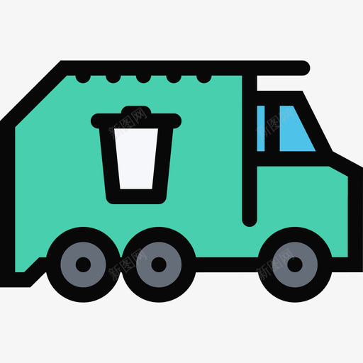 垃圾车运输7彩色图标svg_新图网 https://ixintu.com 垃圾车 彩色 扁平垃圾车 运输7