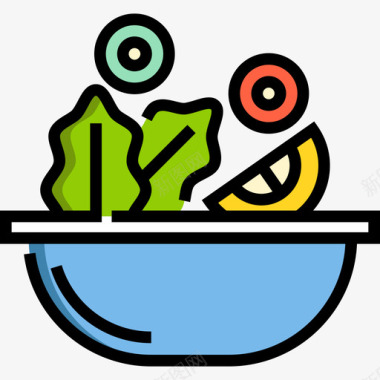 色拉餐原色图标图标