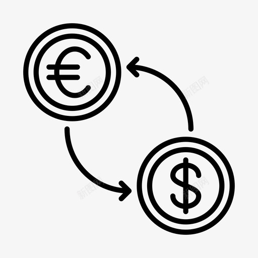 兑换货币银行美元图标svg_新图网 https://ixintu.com 业务图标 兑换货币 欧元 美元 银行
