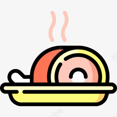 肉10号餐厅线性颜色图标图标