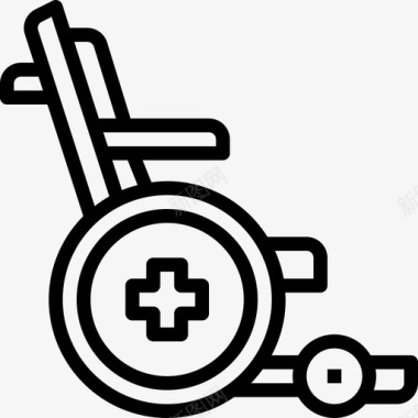 轮椅医院医疗保健3线性图标图标