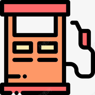 加油站工业9线性颜色图标图标