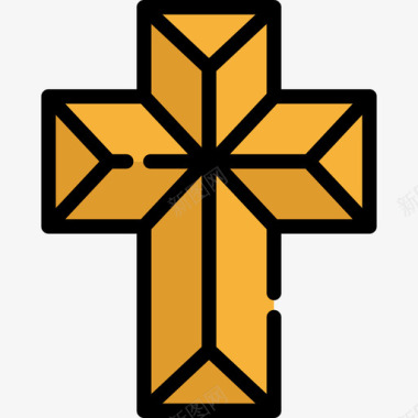 十字架宗教信仰11直线颜色图标图标