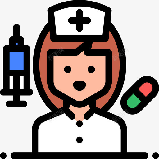 护士职业和工作6线性颜色图标svg_新图网 https://ixintu.com 护士 线性颜色 职业和工作6