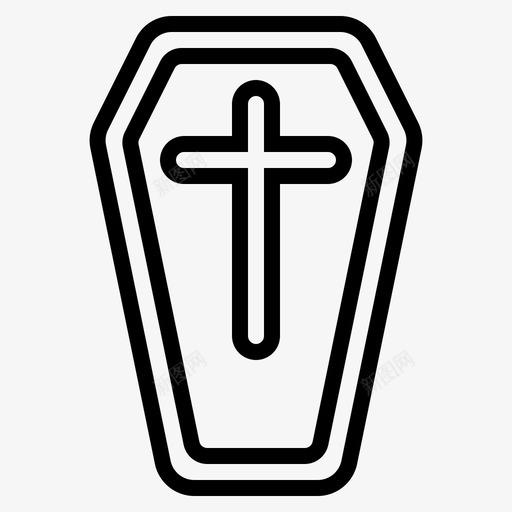 棺材墓地十字架图标svg_新图网 https://ixintu.com 万圣节 万圣节轮廓 十字架 墓地 棺材