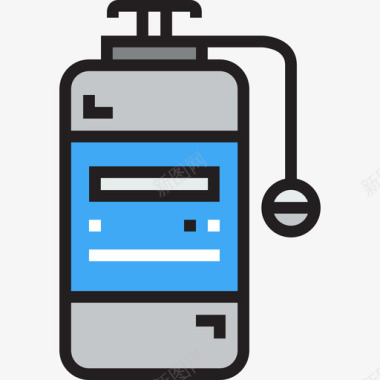 氧气罐航海和水手线型颜色图标图标