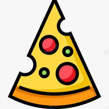 披萨夏季食品饮料4线性颜色图标图标