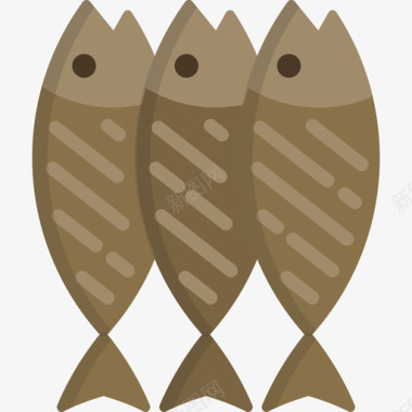 鱼烧烤扁平图标图标