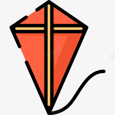风筝野餐6线性颜色图标图标