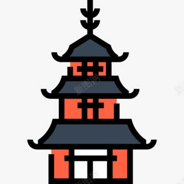 宝塔日本16线状颜色图标图标
