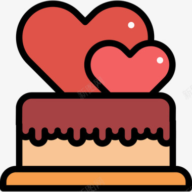 结婚蛋糕爱情浪漫线性颜色图标图标