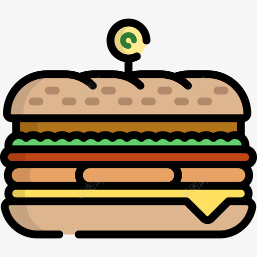 三明治食品和餐厅9线性颜色图标svg_新图网 https://ixintu.com 三明治 线性颜色 食品和餐厅9