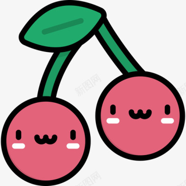 樱桃卡瓦伊糖果线性颜色图标图标