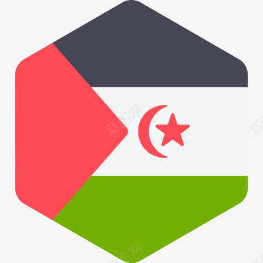 阿拉伯撒哈拉民主共和国国际旗帜2六边形图标图标