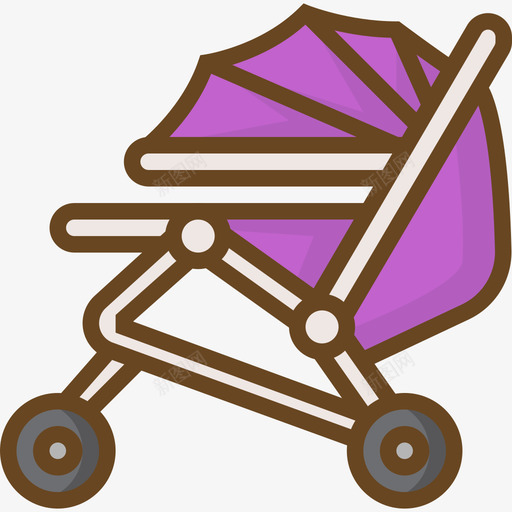 婴儿车婴儿元素线性颜色图标svg_新图网 https://ixintu.com 婴儿元素 婴儿车 线性颜色